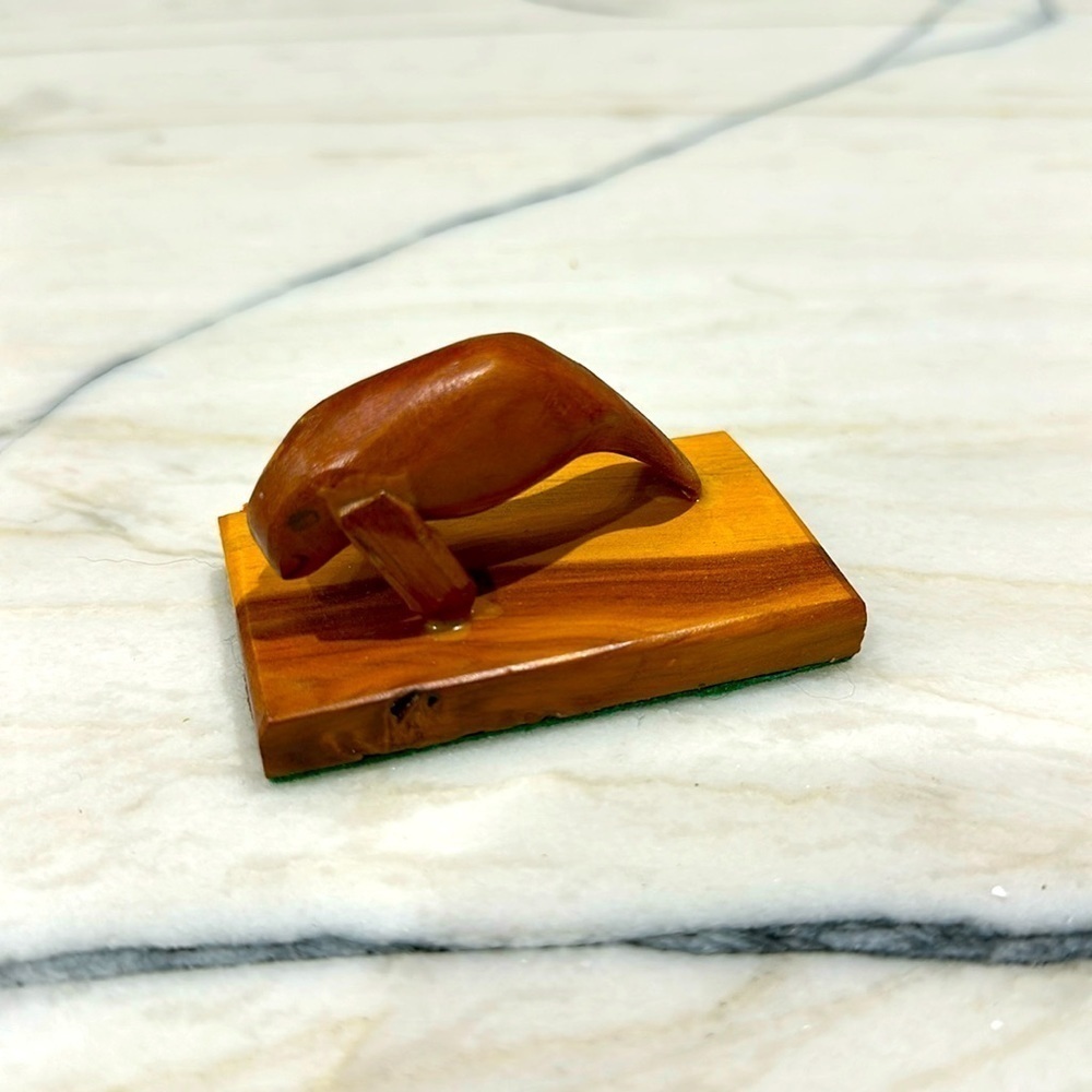 Small manatee wood carving -desktop accessory, wood art carving, Handmade